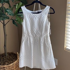 Sequin Hearts || White eyelet Sleeveless Dress